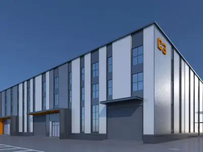 Industrial Building Factory 3D model buy