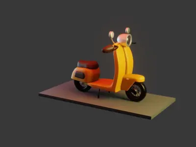 Cartoony Vintage Scooter Low-poly 3D model
