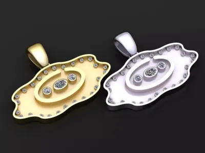 modern gold pendant 3D printable model  3D print model