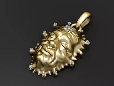 Gold face pendant 3D printable model   3D print model