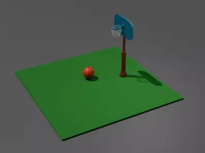 Cartoon Basketball Court Low-poly 3D model