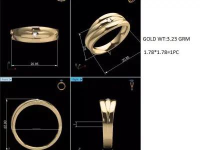 Band 3dm Render Details gold ring 3D print model purchase