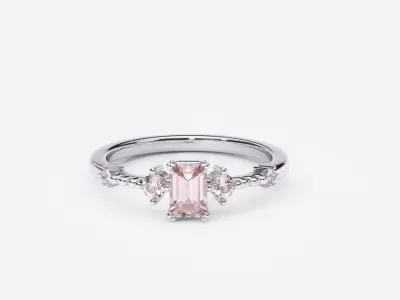 ZDR0175 morganite ring gold 3D print model