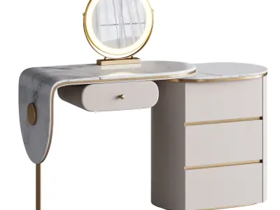 Ensemble de meuble lavabo moderne en bois massif minimaliste 3D model