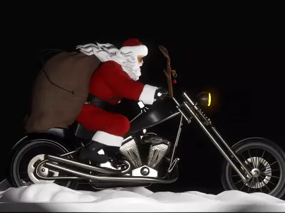The badass Biker Santa Claus 3D model 3D print model
