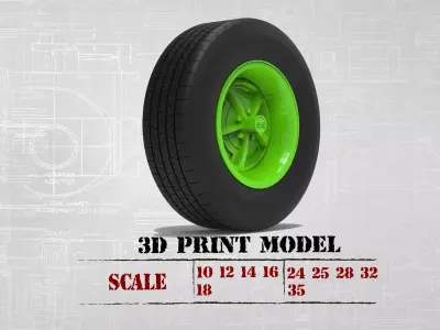 STL printable CLASSIC WHEELS Tire and Rim 3D print model