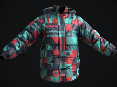 Snowboarding winter jacket Low-poly 3D model