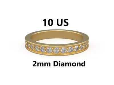 Model 1220 Eternity Diamond Band Ring 10 US Size 2mm Diamond 3D print model