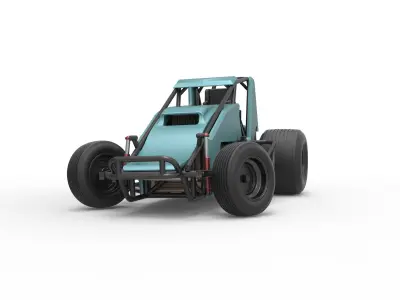 Sprint car while turning Scale 1 to 25 3D print model