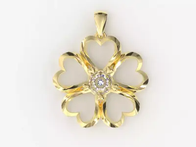 Elegant Heart Petal Flower Pendant 3D Model for Jewelry Design 3D print model