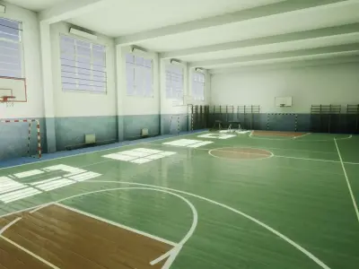 School Gym Low-poly 3D model
