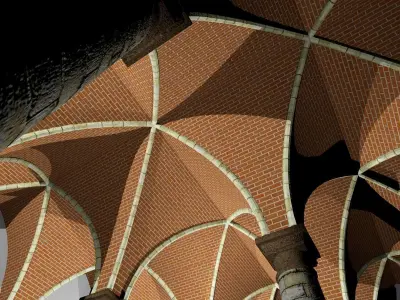 Vaulting 4-1  Renaissance  500cm spaced  with thick curbs Low-poly 3D model