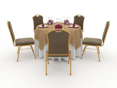Banquet Table and Chair 12 3D model