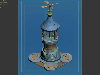Game Cartoon Building - Experience Tower 03 3D model