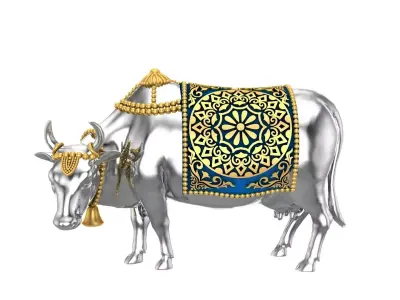 Cow 3d model ox figurine in silver and gold 3D print model