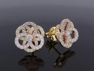 Diamond fllower earrings nice design 3D print model