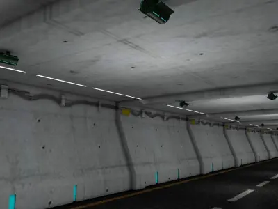 Road tunnel scene Low-poly 3D model