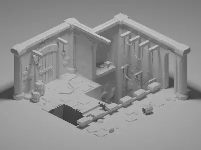 Low Poly Isometric - Dungeon Free low-poly 3D model