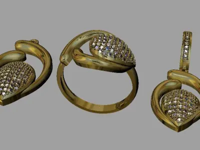 gold set jewelry 3D print model