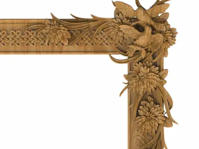 Carved picture frame STL 3D model 90