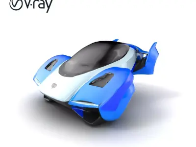 Sleek Urban Flying Car Model Pack with Aerodynamic Design Low-poly 3D model