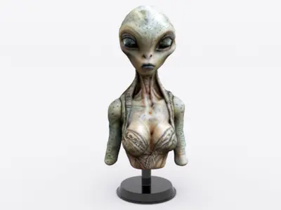 Alien Woman Bust Low-poly 3D model