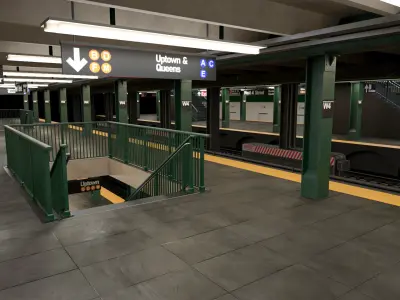 NYC Subway Station PBR 01 Low-poly 3D model