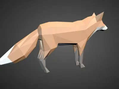 Low Poly Fox polygonal Low-poly 3D model