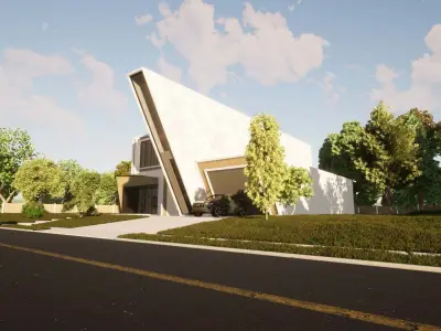 Futuristic villa exterior 3D model