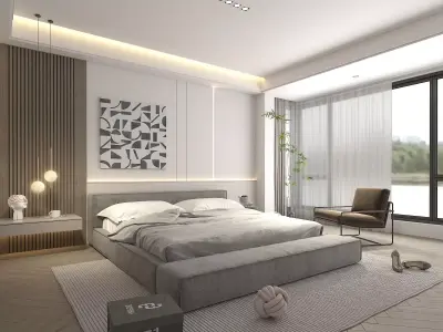 Modern Bedroom Scene 25 3D model