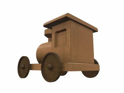 Free wooden train toy Free 3D model