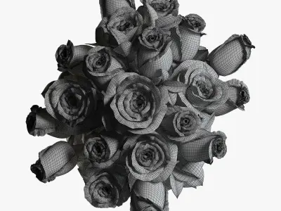 Roses in vase 3D model purchase