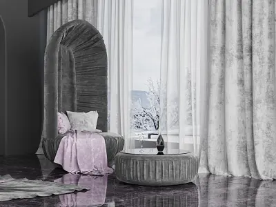 purple bedroom 3D model