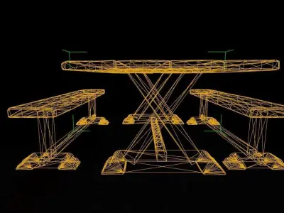 29- Square table picnic medieval quality UE4 Low-poly 3D model