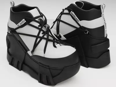 Sneakers Swear on platform Black Low-poly 3D model