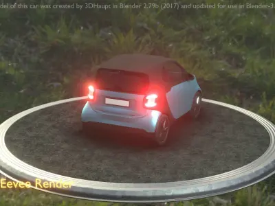 City Car 63 Small Type-E Blue Low-poly 3D model