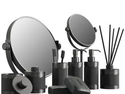 088 Bathroom decor set ACCESSORIES Charcoal Matte 00 3D model