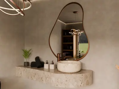 Minimalist elegant toilet bathroom  Free 3D model