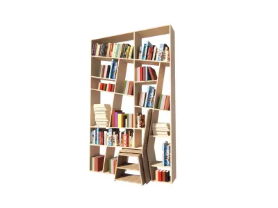 Medium Bookshelf Set-Mini library kit 3D model