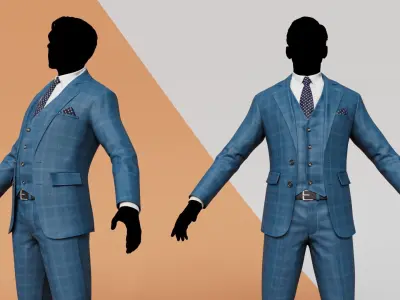 Chibi with Shirt Black shorts Snecker CheckeredBlue  Low-poly 3D model