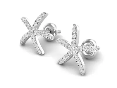 AV 431 Diamond Ladies Starfish Earrings 3D print model