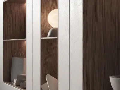 Modular rack shelf Square rectangle niche wooden built in wall 3D model