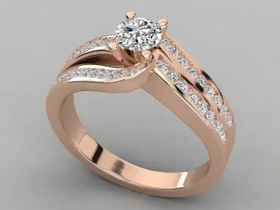 Split Shank Solitaire Swirl Engagement Ring 3D print model