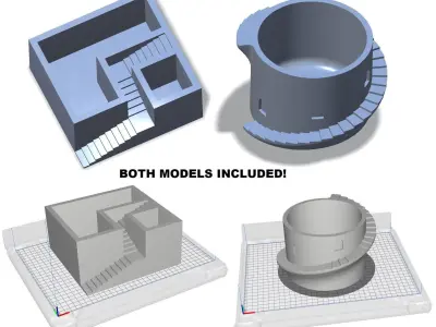 Planter with stairs and figures 3D print model