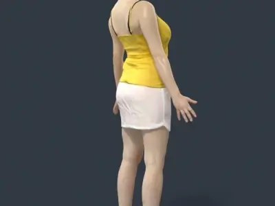 Woman Sport Animated in a skirt and tanktop - A-pose - Dream Low-poly 3D model