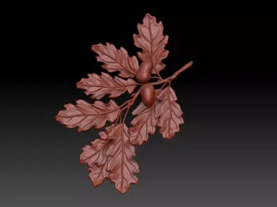 Oak branch 3D print model
