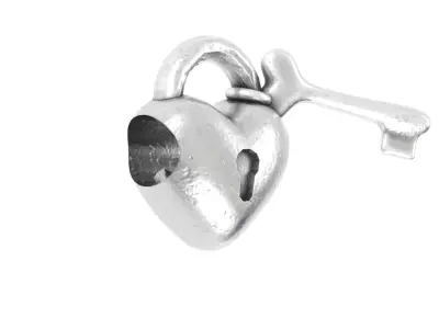 heart and key padlock Charm 3D print model
