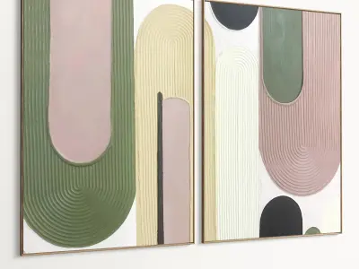 Plaster Two Photo Frame 472 Low-poly 3D model