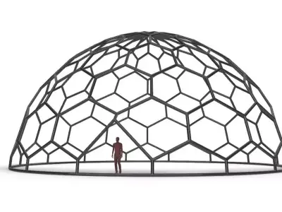 Hexagonal Dome Pattern Wireframe Structure 3D model
