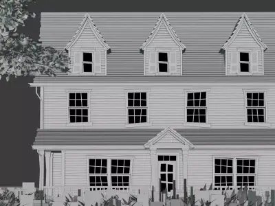 American Style Cottage Exterior 02 Low-poly 3D model